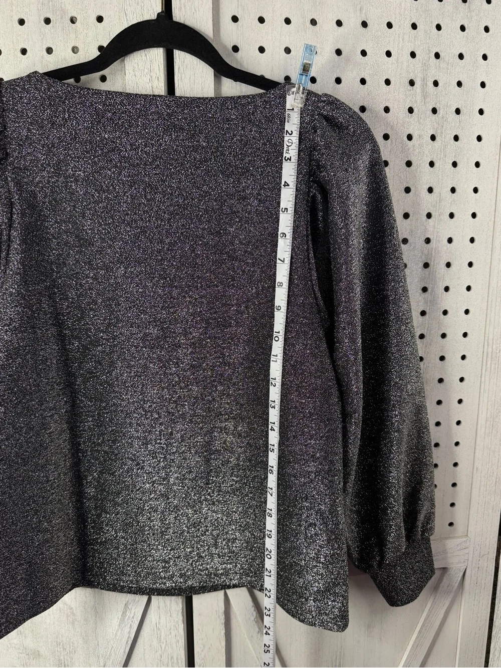 LOFT Metallic Black Shimmer Puff Sleeve Blouse NWT Small Holiday Party Top